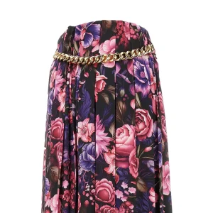Hot AI Purple Bouquet' satin long skirt Skirts