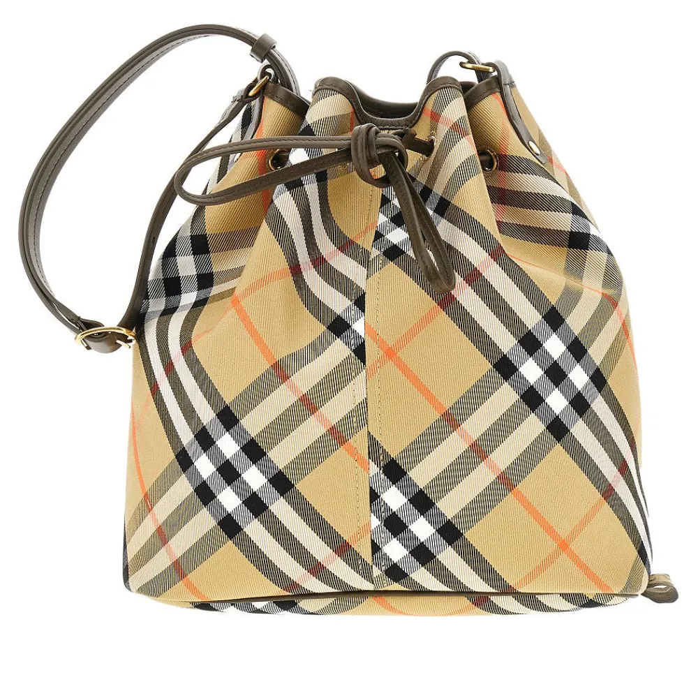 check_fabric_medium_bucke_0.webp Outlet Check fabric medium bucket bag Shoulder Bags