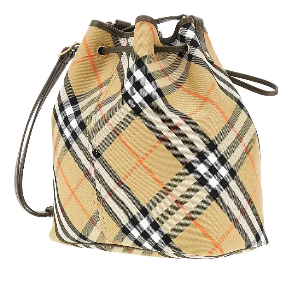 check_fabric_medium_bucke_1.webp Outlet Check fabric medium bucket bag Shoulder Bags