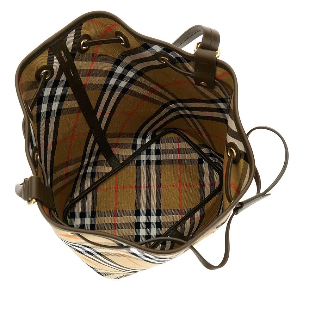 check_fabric_medium_bucke_2.webp Outlet Check fabric medium bucket bag Shoulder Bags