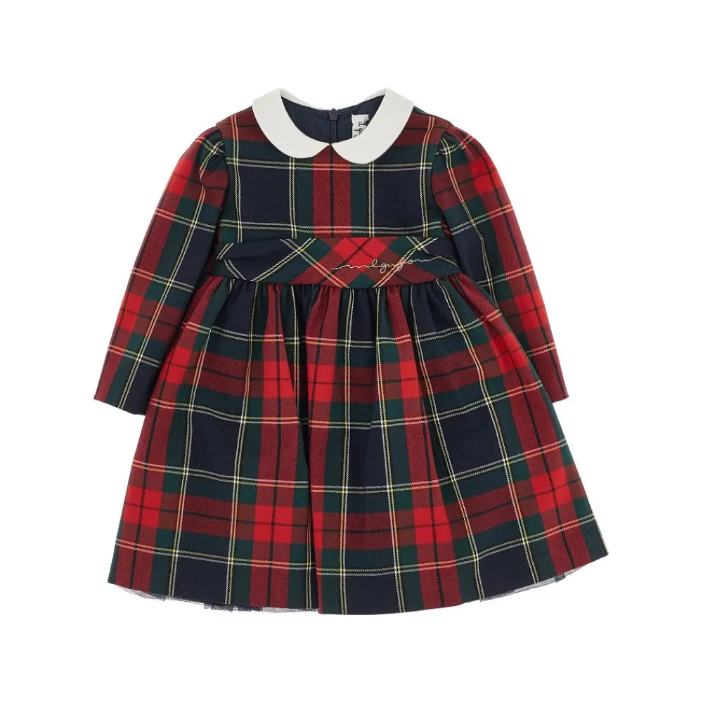 check_fabric_mini_dress_w_0.webp Online Check fabric mini dress with bow Kids Clothing