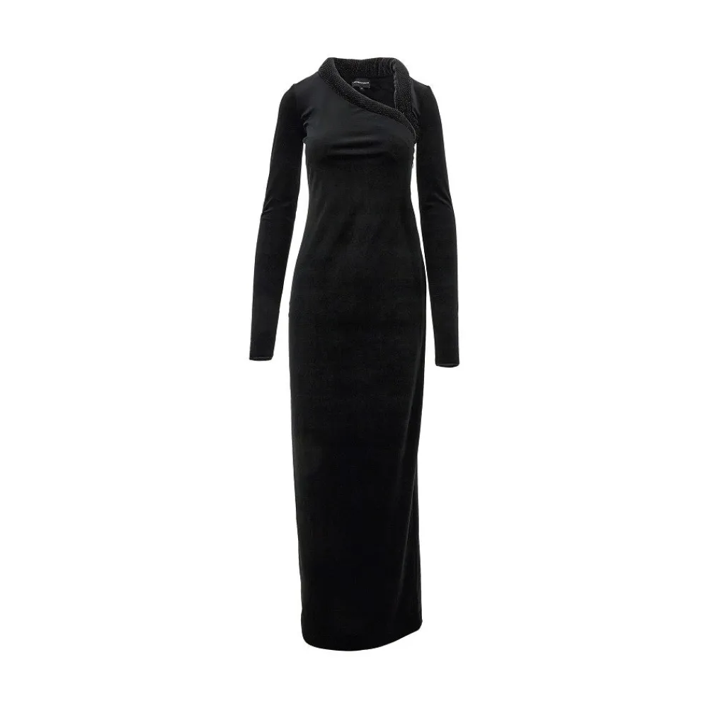 chenille_long_dress_with__0.webp Discount Chenille long dress with padded neckline Dresses