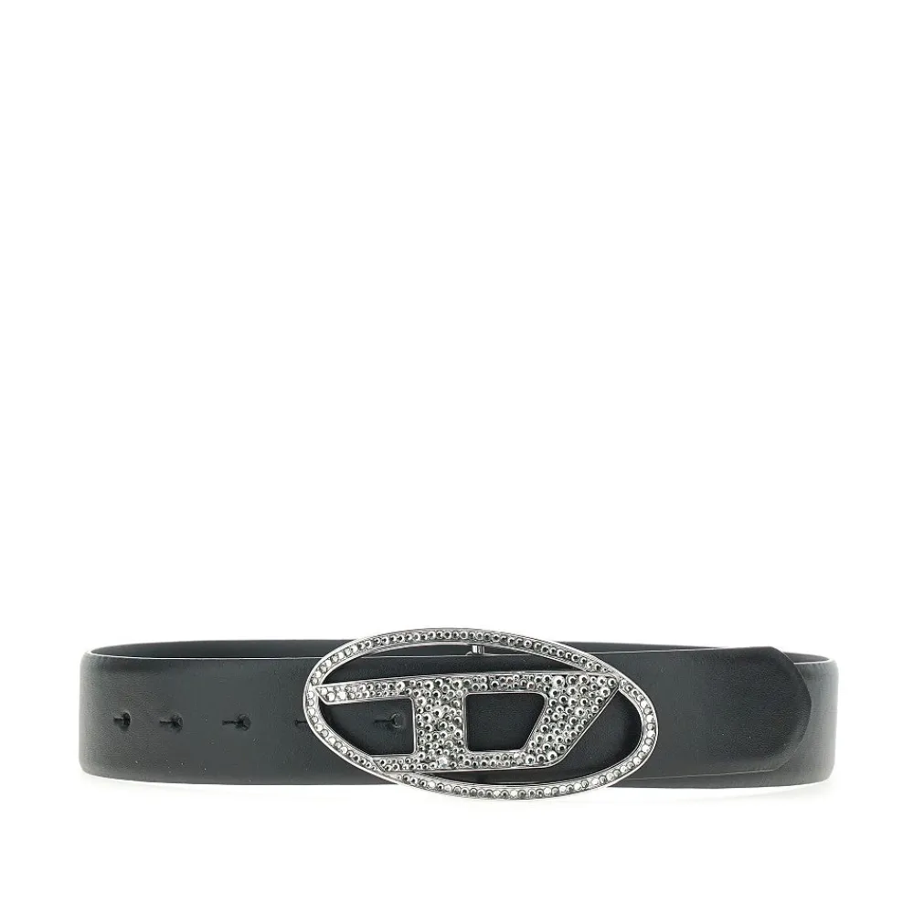crystalembellished_oval_d_0.webp Outlet Crystal-embellished 'Oval D' leather belt Belts