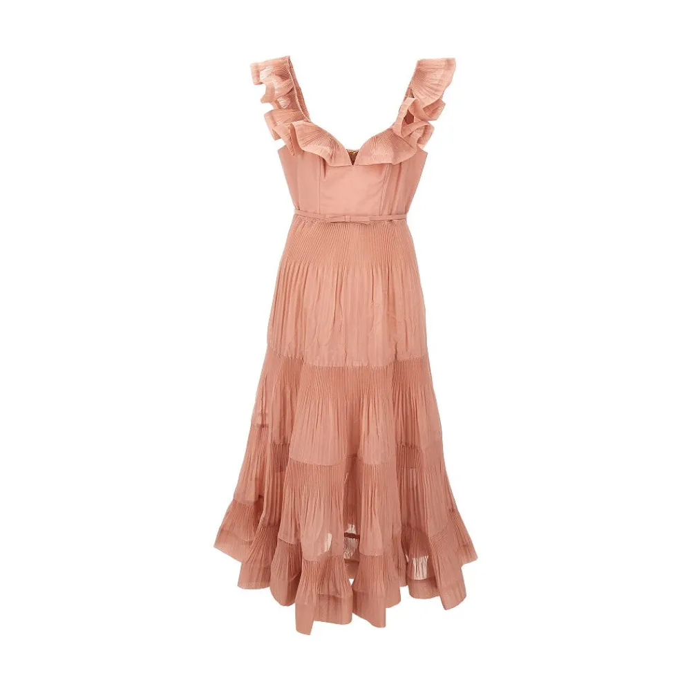 frilled_pleated_midi_dres_0.webp Clearance Frilled pleated midi dress Dresses