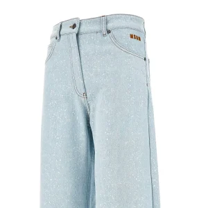 Online Glittered denim wide-leg jeans Jeans