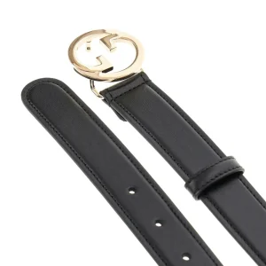Discount Interlocking GG buckle leather belt Belts