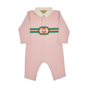 Clearance Interlocking GG embroidery jumpsuit Kids Clothing