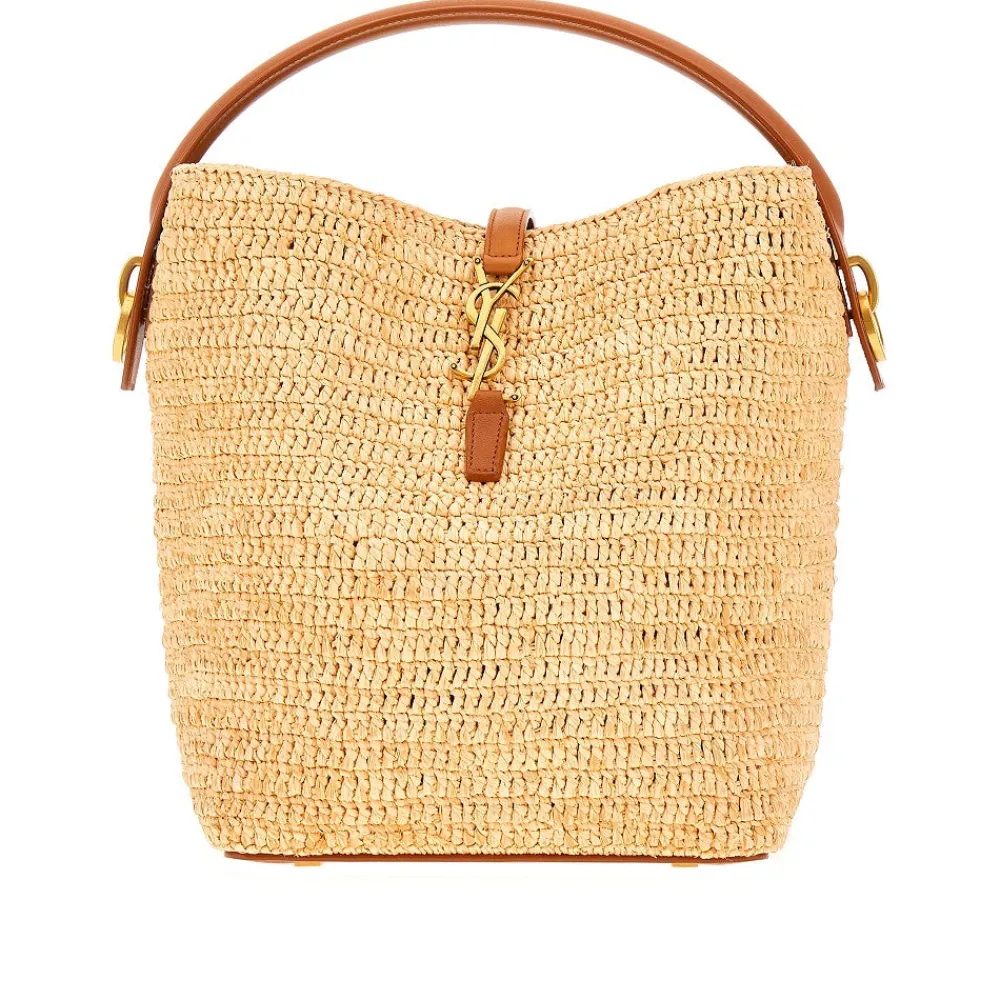 le__woven_raffia_bucket_b_0.webp Outlet LE 37' woven raffia bucket bag Shoulder Bags