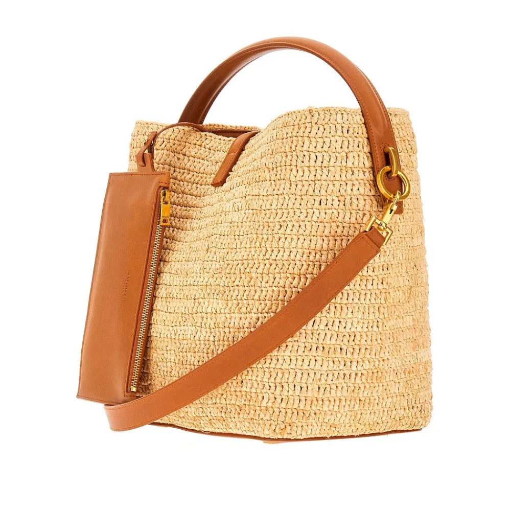 le__woven_raffia_bucket_b_1.webp Outlet LE 37' woven raffia bucket bag Shoulder Bags