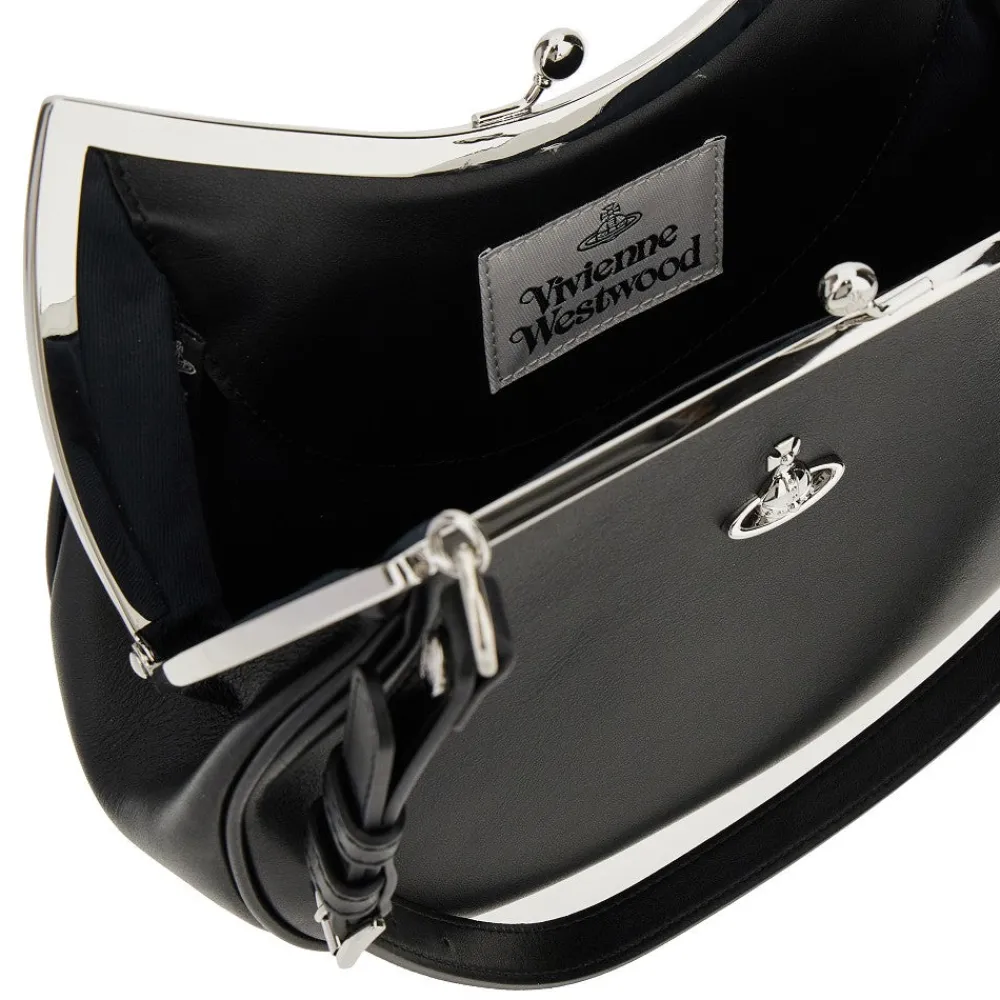 leather_charm_frame_purse_2.webp Clearance Leather Charm Frame Purse bag Shoulder Bags
