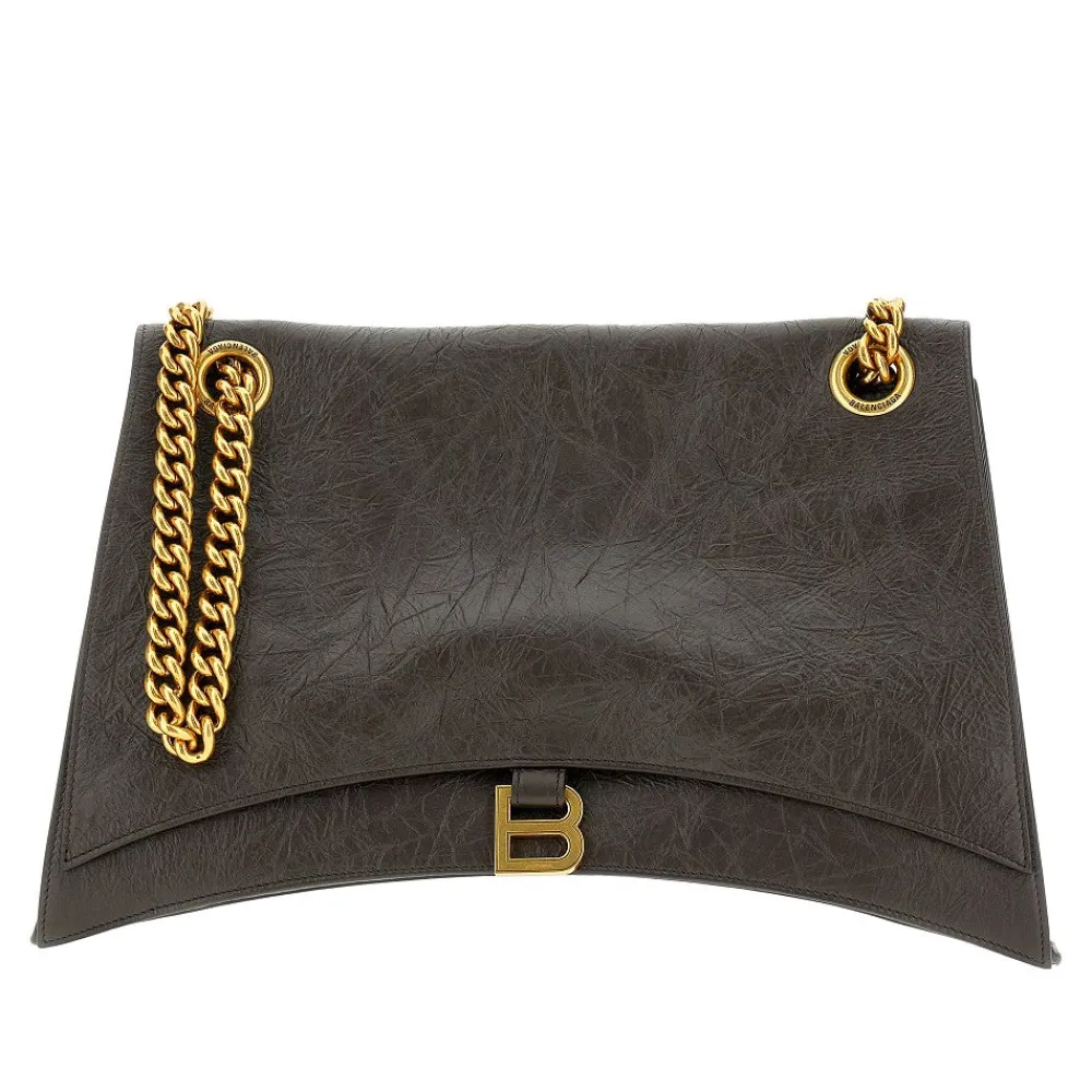 leather_large_crush_bag_w_0.webp Outlet Leather large 'Crush' bag with chain Shoulder Bags