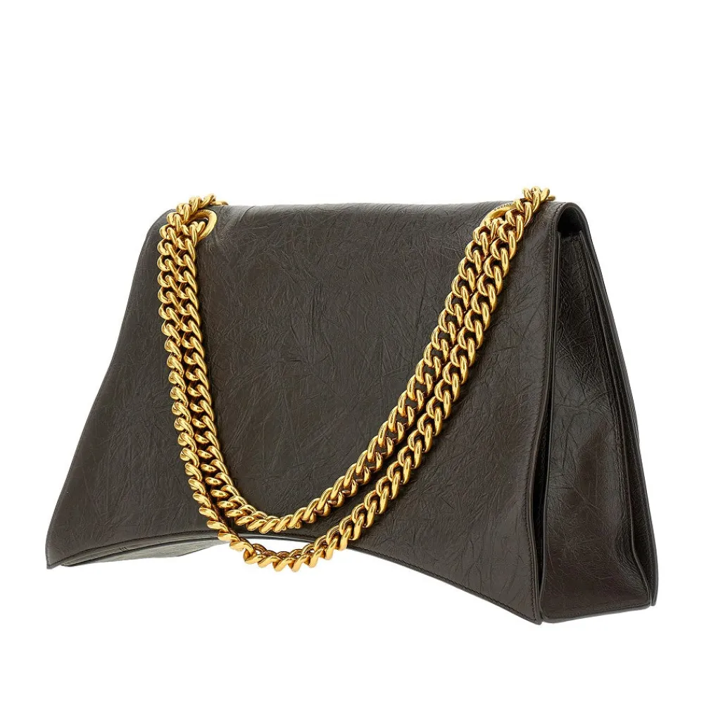 leather_large_crush_bag_w_1.webp Outlet Leather large 'Crush' bag with chain Shoulder Bags