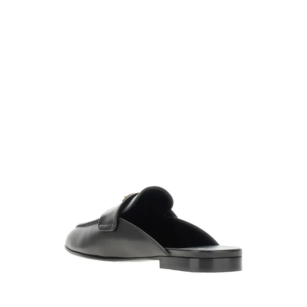 leather_sabot_with_triang_2.webp Fashion Leather sabot with triangle logo Flat Shoes