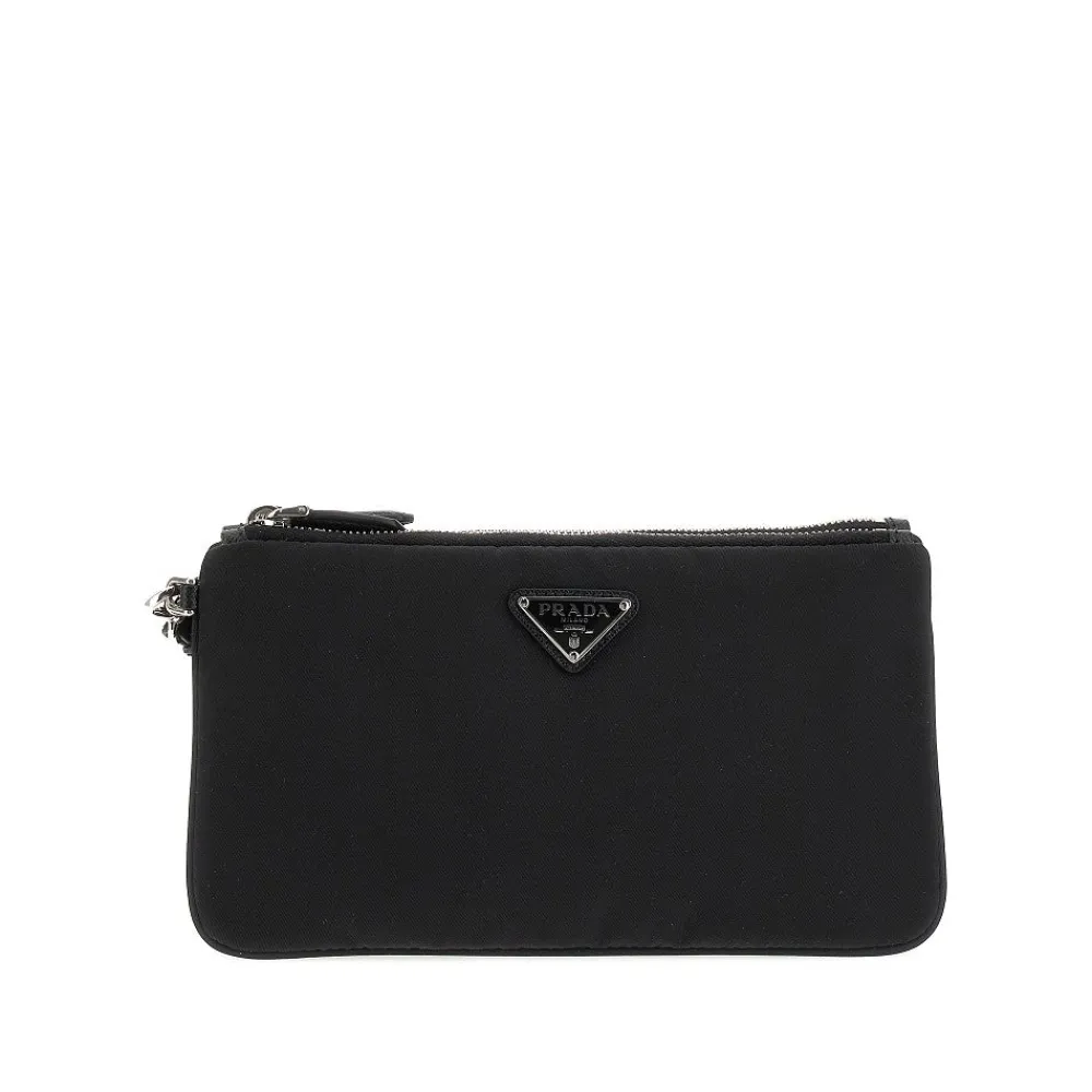 nylon_double_pouch_with_t_0.webp Hot Nylon double pouch with triangle logo Clutches