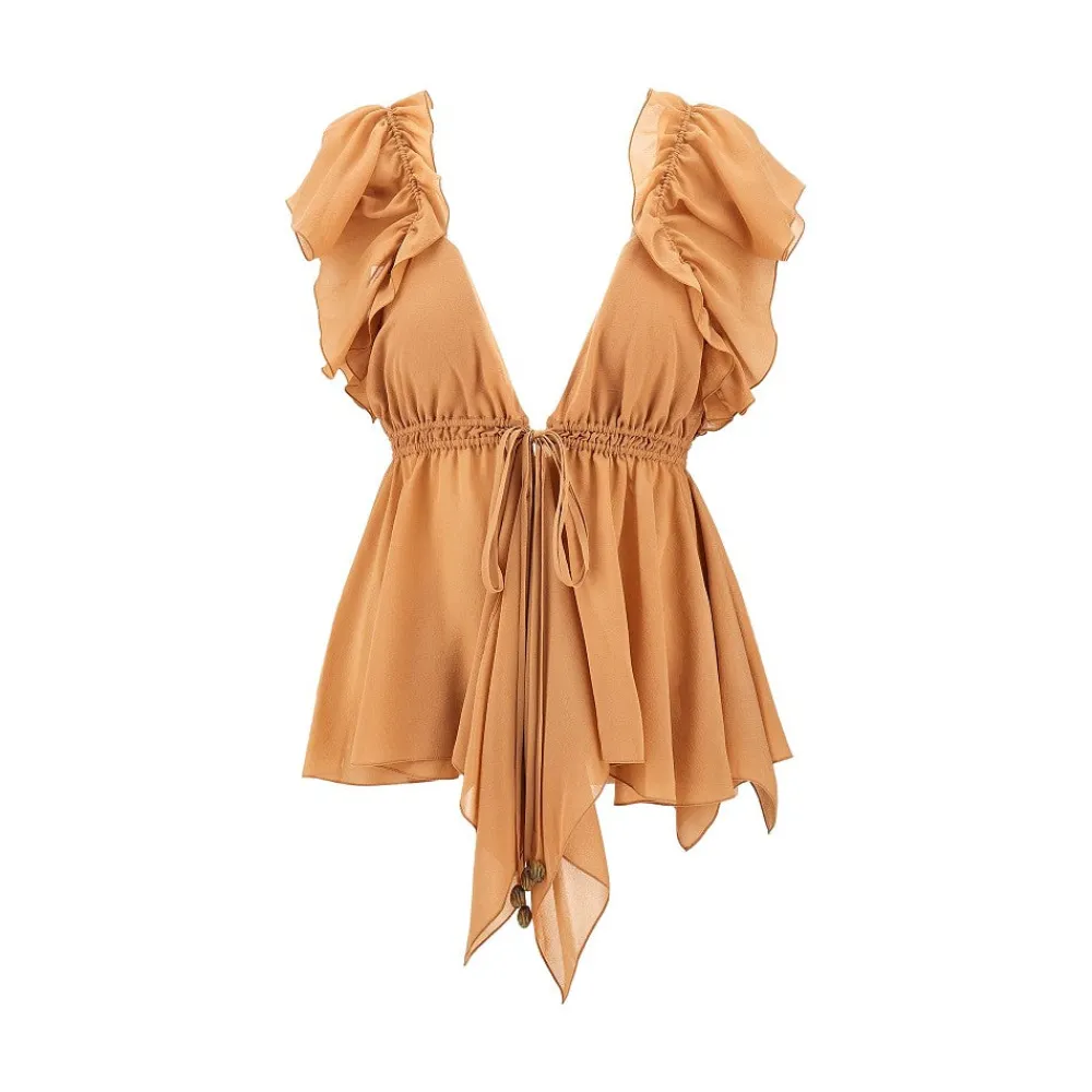 silk_georgette_gathered_t_0.webp Outlet Silk georgette gathered top Tops