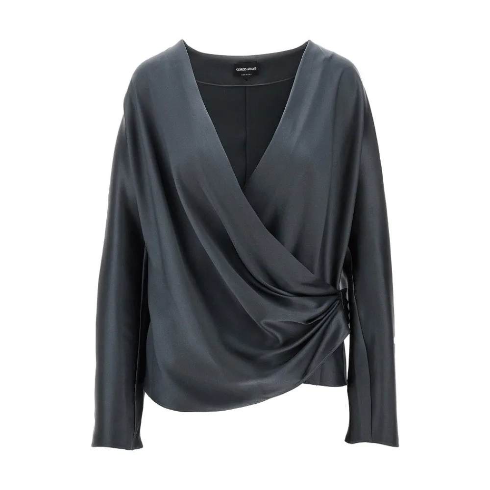 silk_satin_draped_blouse_0.webp Clearance Silk satin draped blouse Tops