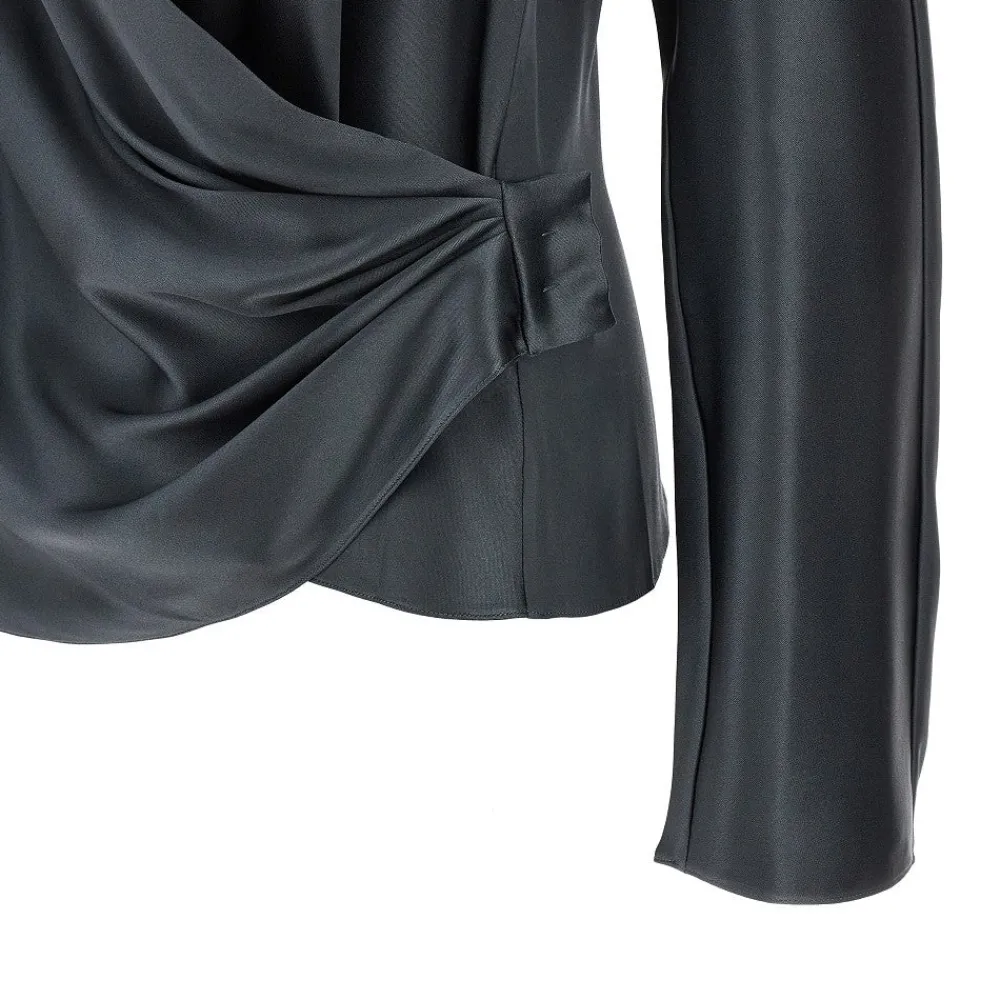 silk_satin_draped_blouse_1.webp Clearance Silk satin draped blouse Tops