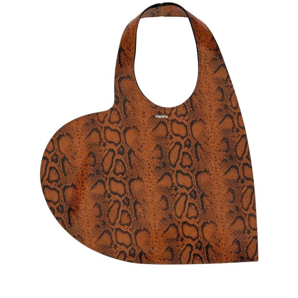 snake_print_leather_heart_0.webp Fashion Snake print leather Heart tote bag Shoulder Bags