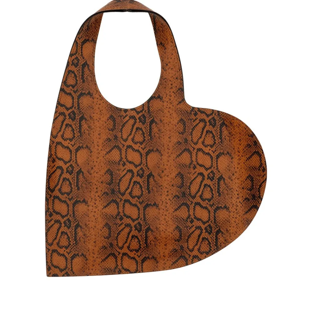 snake_print_leather_heart_1.webp Fashion Snake print leather Heart tote bag Shoulder Bags