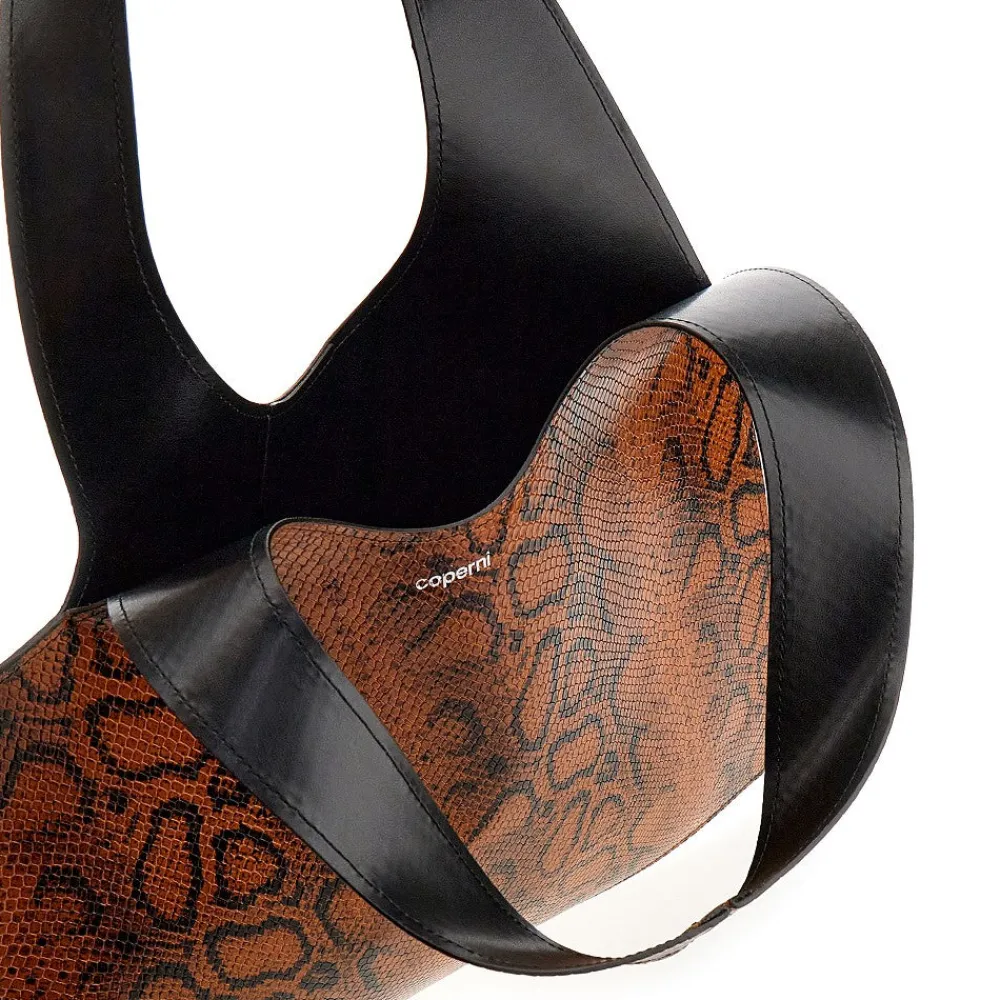 snake_print_leather_heart_2.webp Fashion Snake print leather Heart tote bag Shoulder Bags