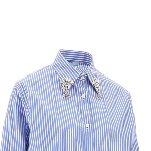 Online Striped shirt with crystals embroidery Shirts