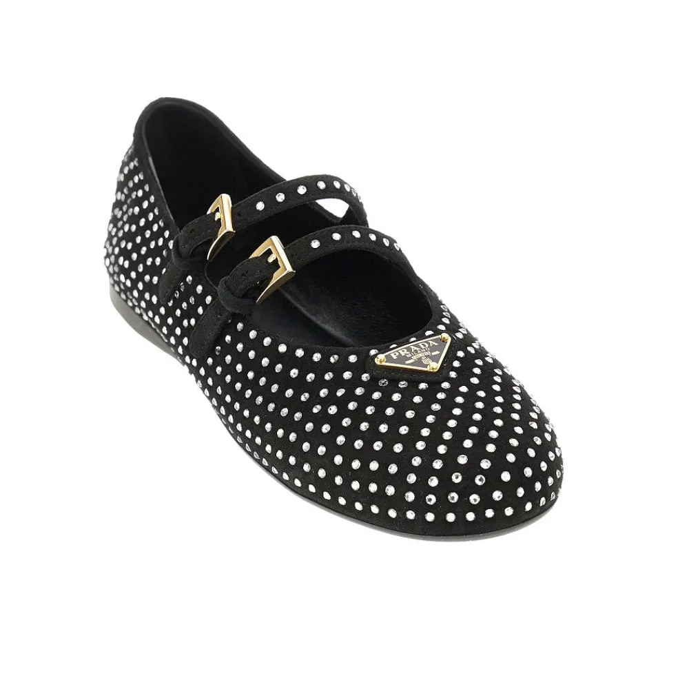 suede_leather_ballet_flat_1.webp New Suede leather ballet flats with rhinestones Flat Shoes
