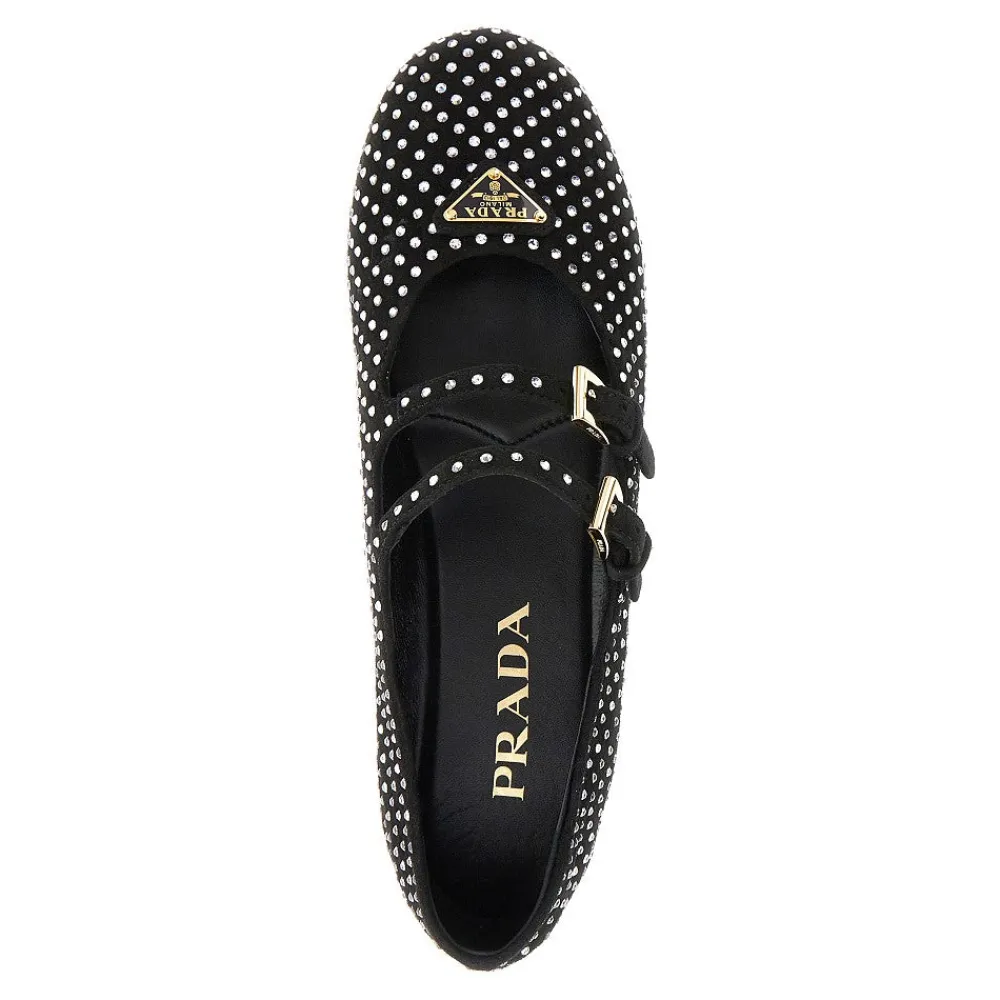 suede_leather_ballet_flat_3.webp New Suede leather ballet flats with rhinestones Flat Shoes