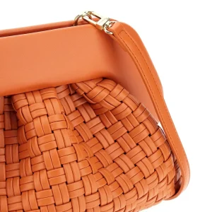 Outlet Tia' micro weaved vegan leather clutch Clutches